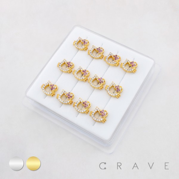 MULTI CZ KITTY CAT 316L SURGICAL STEEL L-SHAPE NOSE BOX